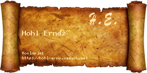 Hohl Ernő névjegykártya
